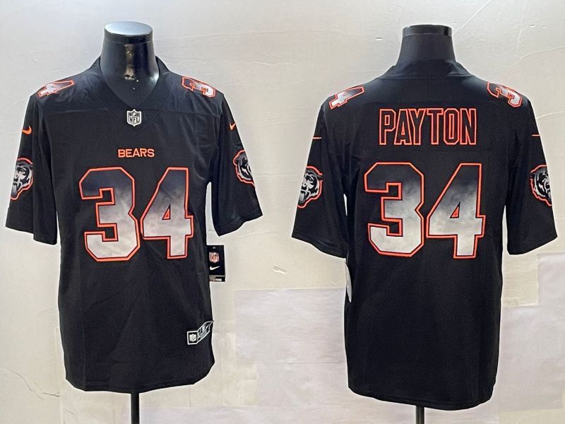 Men Chicago Bears #34 Payton Black Nike Smoke Fashion 2024 Limited NFL Jersey style 1->chicago bears->NFL Jersey